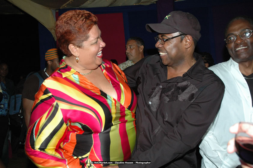 The Hon. Orette Bruce Goldwin, M.P., Prime Minister of Jamaica, Minister of Tourism, Hon. Edmund Bartlett, and Director of Tourism, Basil Smith at the Air Jamaica Jazz and Blues Festival 2008 The Art of Music - Thrusday, January 24, 2008 - Air Jamaica Jazz & Blues 2008 The Art of Music venue at the Aqaueduct on Rose Hall Resort & Counrty Club, Montego Bay, St. James, Jamaica W.I. - Thursday, January 24 - Saturday, January 26, 2008 - Photographs by Net2Market.com - Claudine Housen & Barry J. Hough Sr, Photographers - Negril Travel Guide, Negril Jamaica WI - http://www.negriltravelguide.com - info@negriltravelguide.com...!