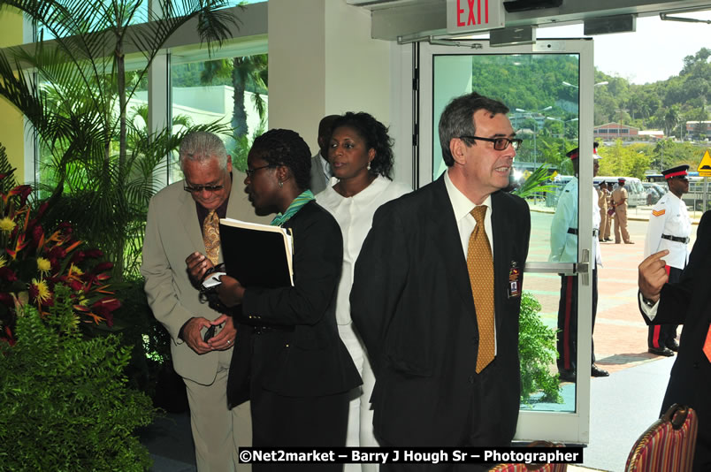 The Unveiling Of The Commemorative Plaque By The Honourable Prime Minister, Orette Bruce Golding, MP, And Their Majesties, King Juan Carlos I And Queen Sofia Of Spain - On Wednesday, February 18, 2009, Marking The Completion Of The Expansion Of Sangster International Airport, Venue at Sangster International Airport, Montego Bay, St James, Jamaica - Wednesday, February 18, 2009 - Photographs by Net2Market.com - Barry J. Hough Sr, Photographer/Photojournalist - Negril Travel Guide, Negril Jamaica WI - http://www.negriltravelguide.com - info@negriltravelguide.com...!