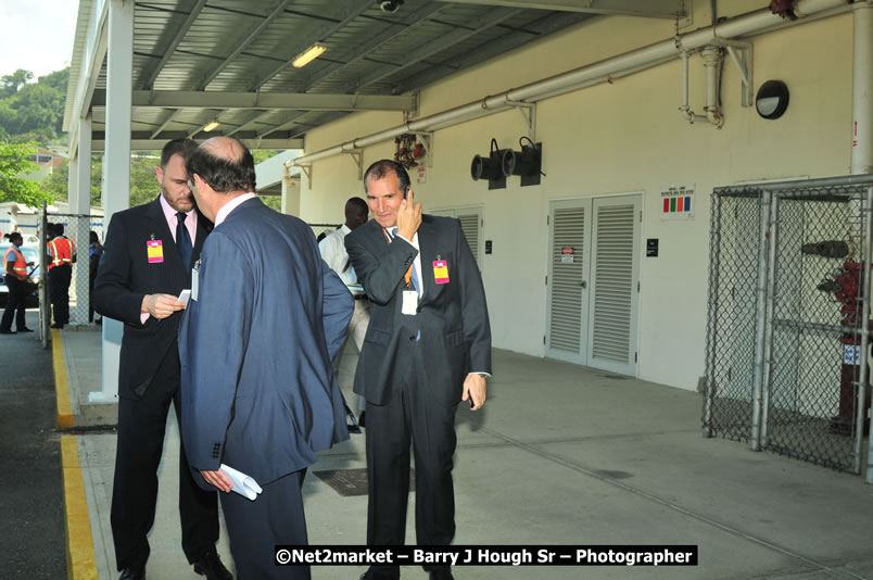 The Unveiling Of The Commemorative Plaque By The Honourable Prime Minister, Orette Bruce Golding, MP, And Their Majesties, King Juan Carlos I And Queen Sofia Of Spain - On Wednesday, February 18, 2009, Marking The Completion Of The Expansion Of Sangster International Airport, Venue at Sangster International Airport, Montego Bay, St James, Jamaica - Wednesday, February 18, 2009 - Photographs by Net2Market.com - Barry J. Hough Sr, Photographer/Photojournalist - Negril Travel Guide, Negril Jamaica WI - http://www.negriltravelguide.com - info@negriltravelguide.com...!