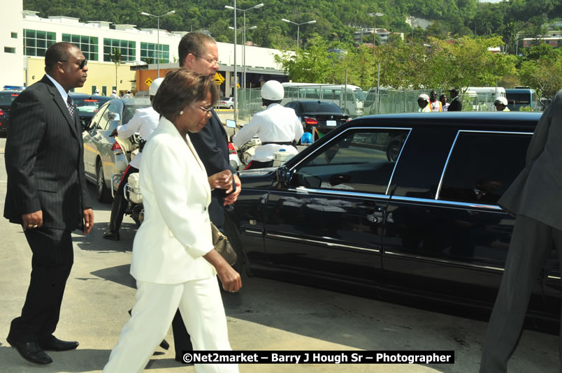 The Unveiling Of The Commemorative Plaque By The Honourable Prime Minister, Orette Bruce Golding, MP, And Their Majesties, King Juan Carlos I And Queen Sofia Of Spain - On Wednesday, February 18, 2009, Marking The Completion Of The Expansion Of Sangster International Airport, Venue at Sangster International Airport, Montego Bay, St James, Jamaica - Wednesday, February 18, 2009 - Photographs by Net2Market.com - Barry J. Hough Sr, Photographer/Photojournalist - Negril Travel Guide, Negril Jamaica WI - http://www.negriltravelguide.com - info@negriltravelguide.com...!