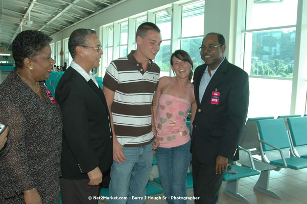 Minister of Tourism, Hon. Edmund Bartlett - Director of Tourism, Basil Smith, and Mayor of Montego Bay, Councillor Charles Sinclair Launch of Winter Tourism Season at Sangster International Airport, Saturday, December 15, 2007 - Sangster International Airport - MBJ Airports Limited, Montego Bay, Jamaica W.I. - Photographs by Net2Market.com - Barry J. Hough Sr, Photographer - Negril Travel Guide, Negril Jamaica WI - http://www.negriltravelguide.com - info@negriltravelguide.com...!