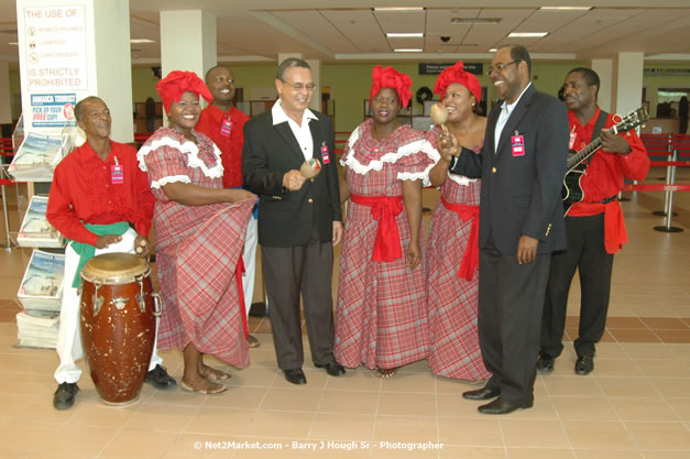 Minister of Tourism, Hon. Edmund Bartlett - Director of Tourism, Basil Smith, and Mayor of Montego Bay, Councillor Charles Sinclair Launch of Winter Tourism Season at Sangster International Airport, Saturday, December 15, 2007 - Sangster International Airport - MBJ Airports Limited, Montego Bay, Jamaica W.I. - Photographs by Net2Market.com - Barry J. Hough Sr, Photographer - Negril Travel Guide, Negril Jamaica WI - http://www.negriltravelguide.com - info@negriltravelguide.com...!