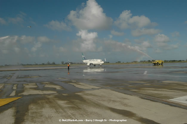 MBJ Airports Limited Welcomes WestJet Airlines - Inaugural Scheduled Service From Toronto Pearsons International Airport - Monday, December 10, 2007 - Sangster International Airport - MBJ Airports Limited, Montego Bay, Jamaica W.I. - Photographs by Net2Market.com - Barry J. Hough Sr, Photographer - Negril Travel Guide, Negril Jamaica WI - http://www.negriltravelguide.com - info@negriltravelguide.com...!