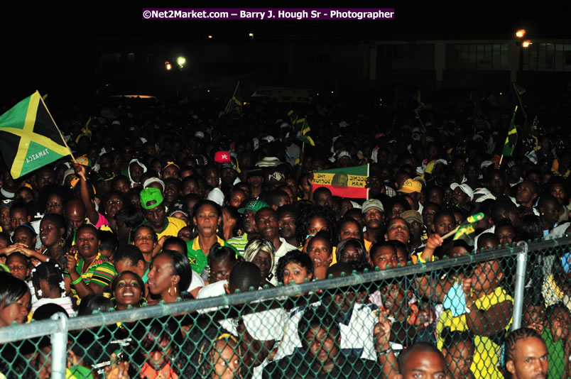 Usain Bolt of Jamaica - The Fastest Man In The World  - Usain Bolt Homecoming Celebrations Concert at the William Knibb High School Play Field, Trelawny - Ice, Ding Dong, Ravers Clavers, D'Angel, Voicemail, RDX and Dancers, Wayne Marshall, Tammi Chynn, Bugle, Nero, Tanya Stephens, Richie Spice, Kip Rich,and Shaggy - Photographs by Net2Market.com - Barry J. Hough Sr. Photojournalist/Photograper - Photographs taken with a Nikon D300 - Negril Travel Guide, Negril Jamaica WI - http://www.negriltravelguide.com - info@negriltravelguide.com...!