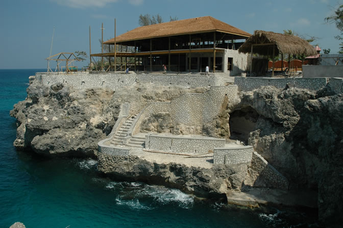 World Famous Rick's Cafe - Negril's West End Cliffs - Rebuilding After Ivan - Negril Travel Guide, Negril Jamaica WI - http://www.negriltravelguide.com - info@negriltravelguide.com...!